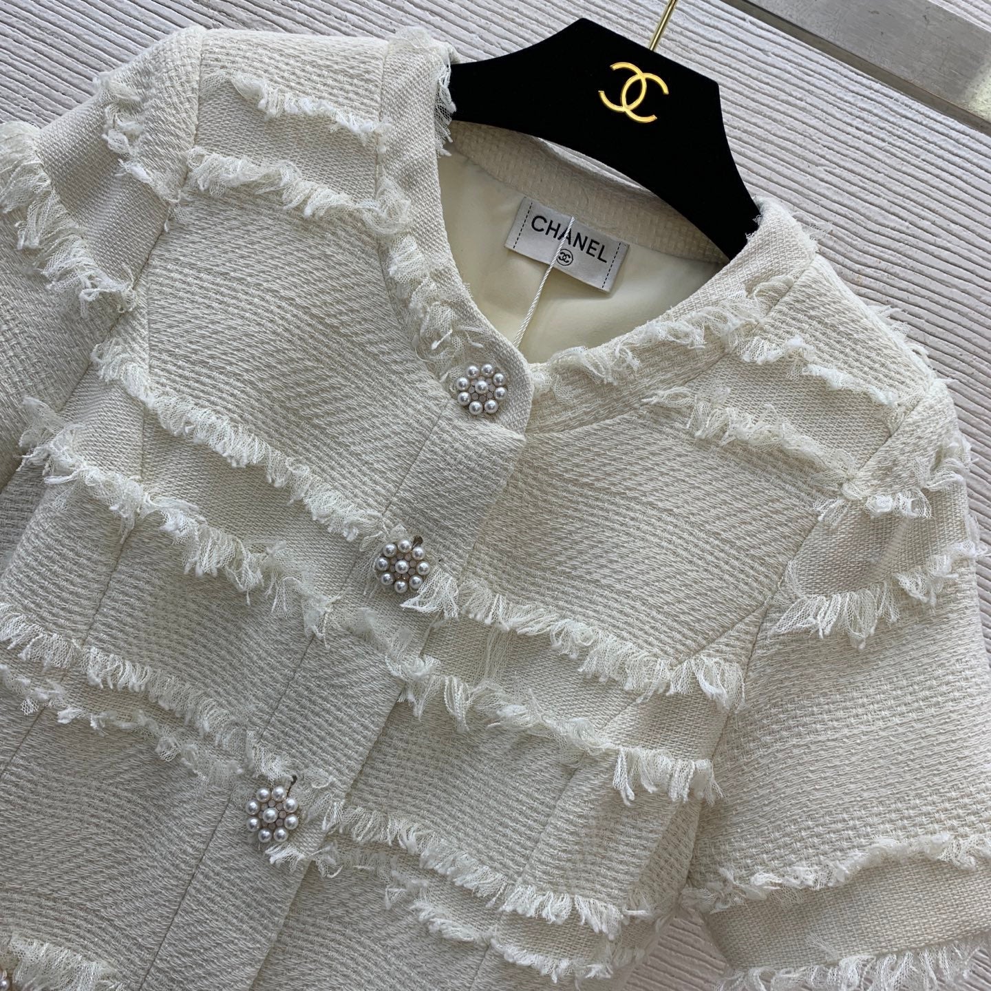 25SS Striped fringe tweed dress