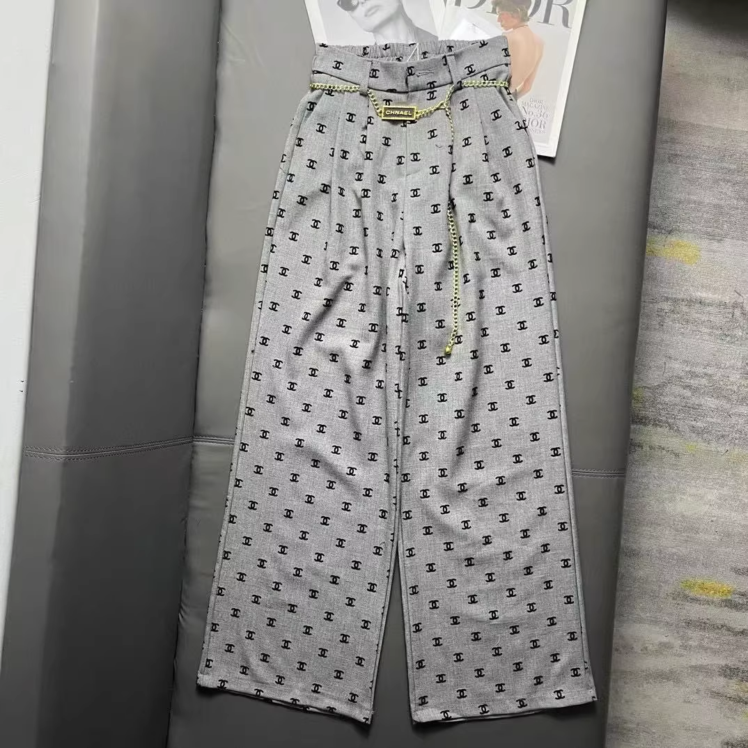 C 25 Classic Flocked Letter Wide Leg Pants