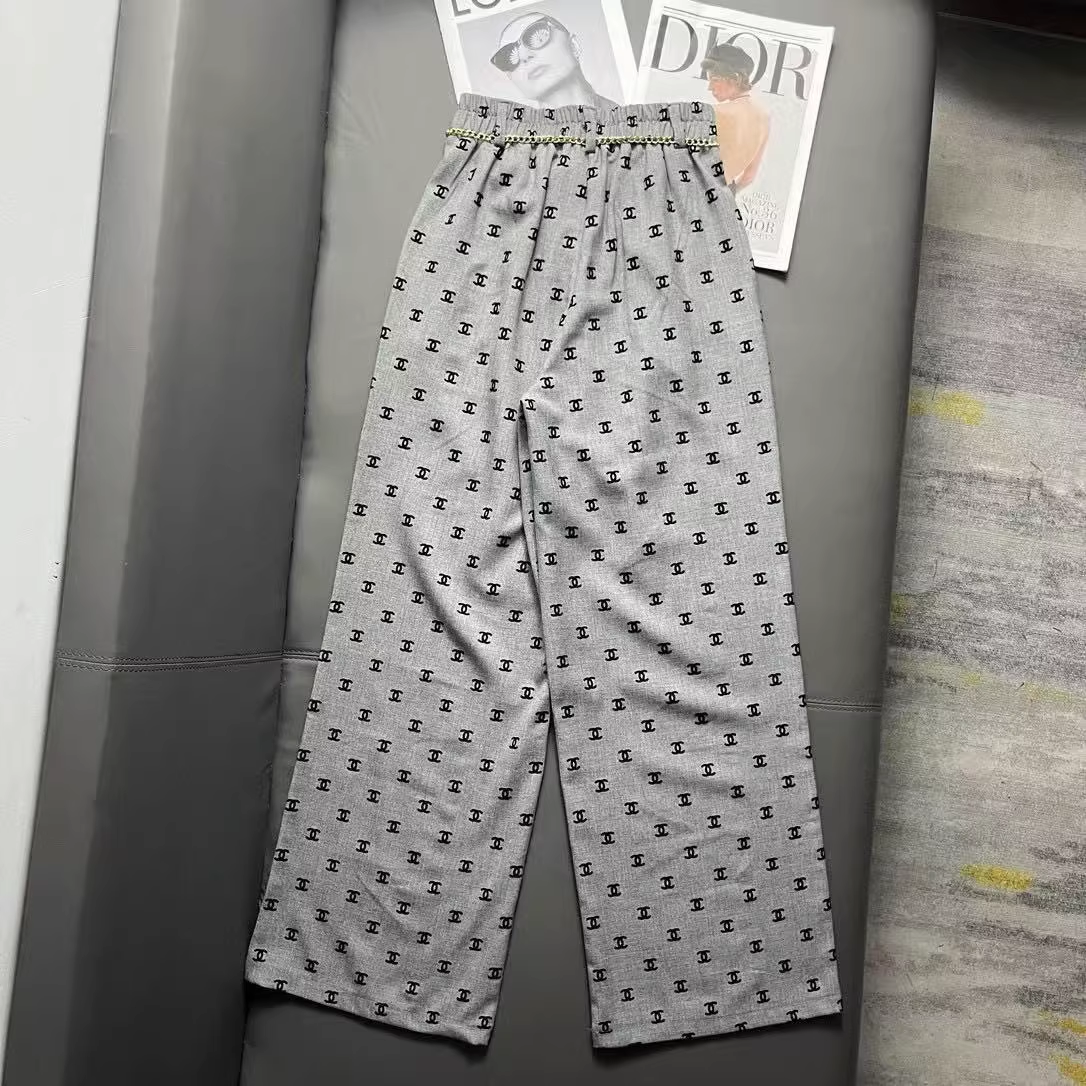 C 25 Classic Flocked Letter Wide Leg Pants