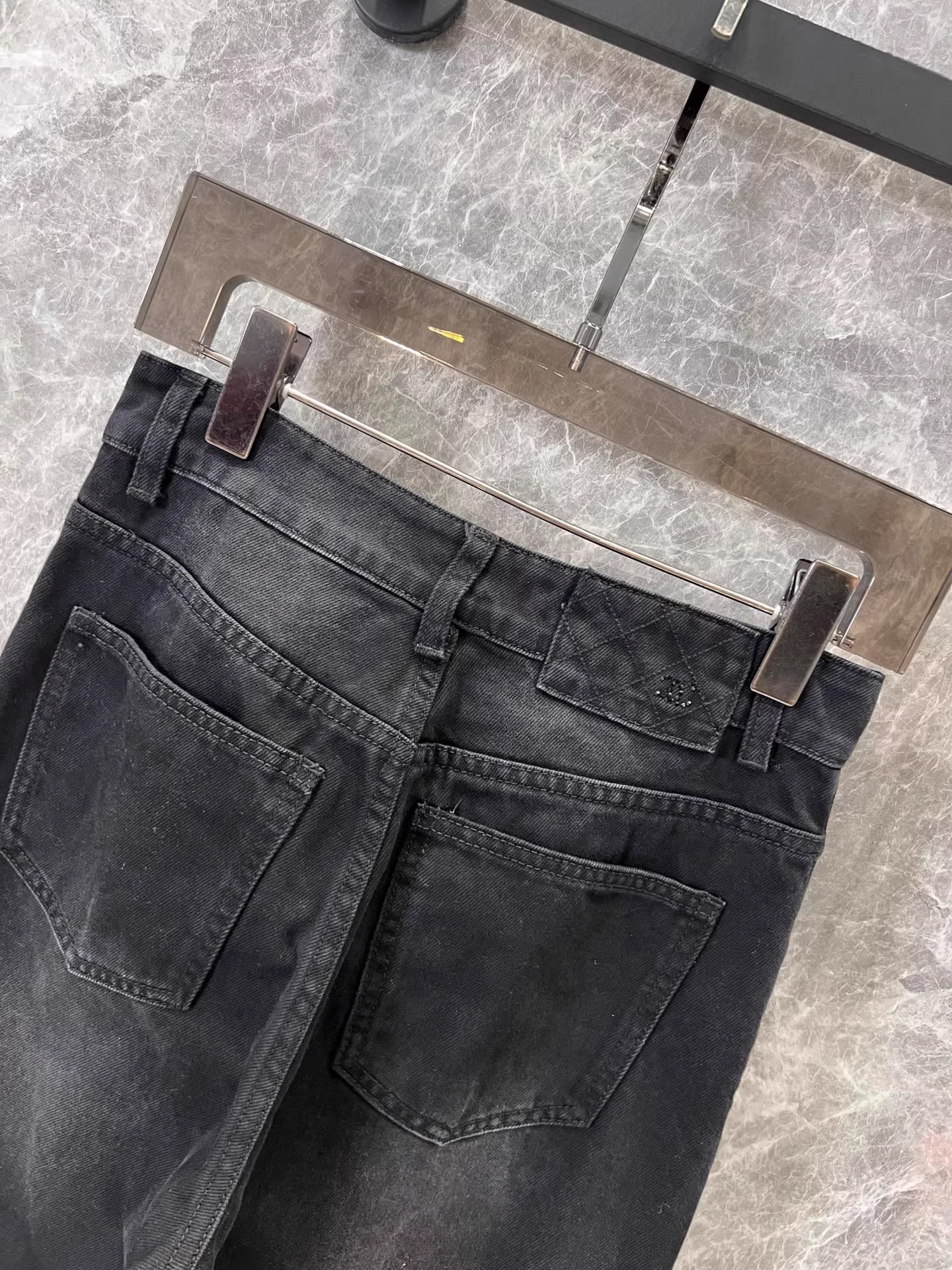 25 spring and summer new Beaded fringe denim wide-leg pants
