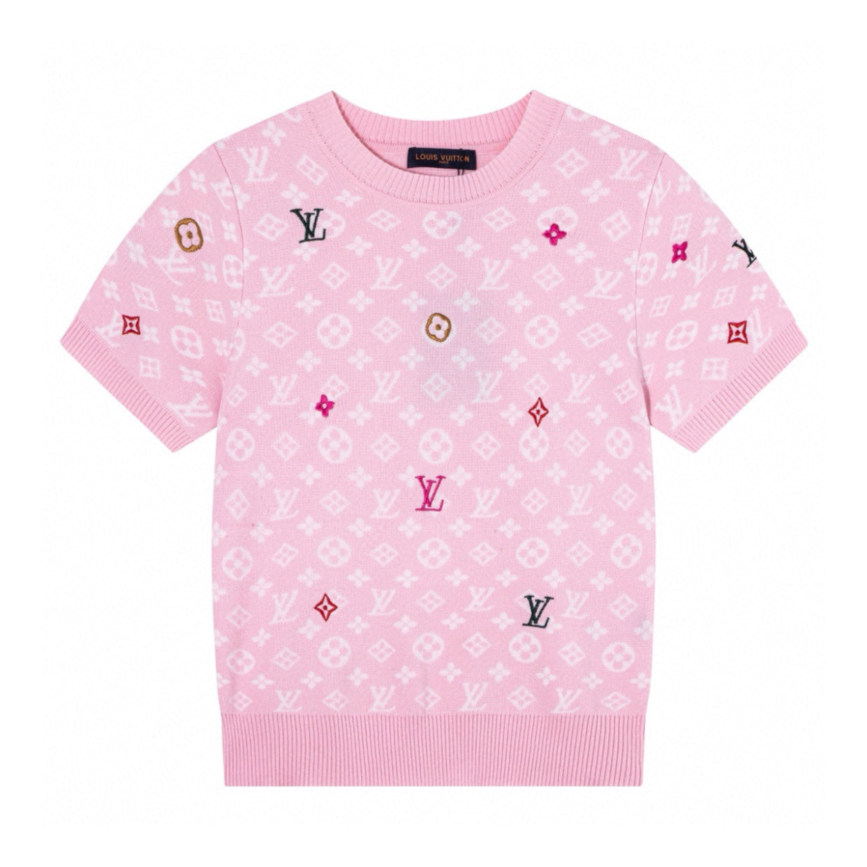 25 Knitted Embroidered Short Sleeve