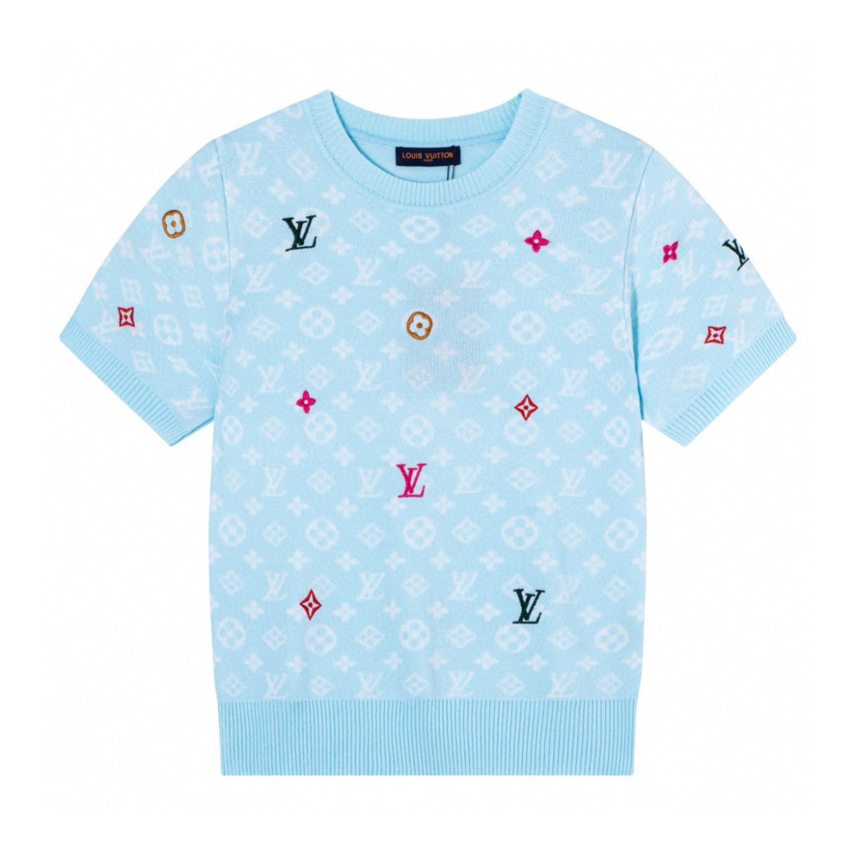 25 Knitted Embroidered Short Sleeve