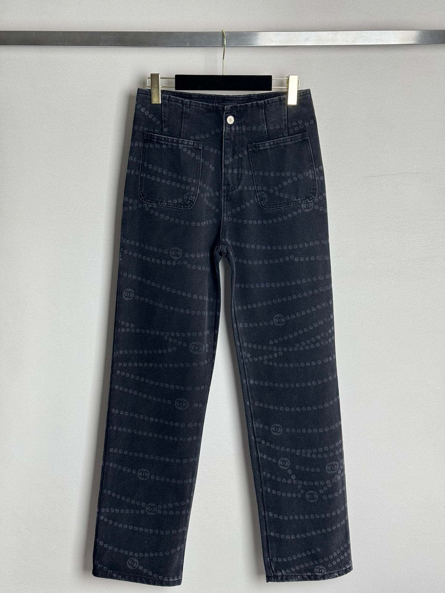 25ss new polka dot logo print straight leg jeans