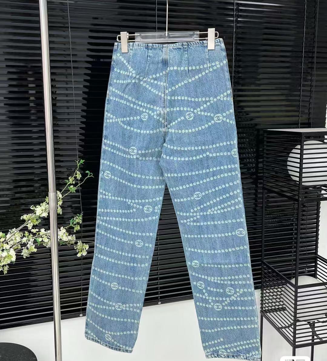 25ss new polka dot logo print straight leg jeans