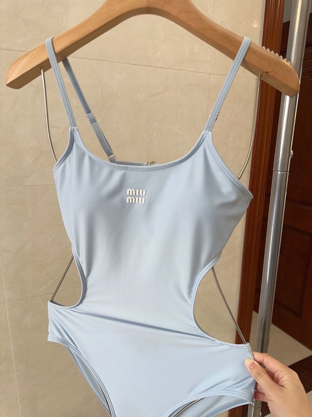 25ss Sky blue one-piece swimsuit