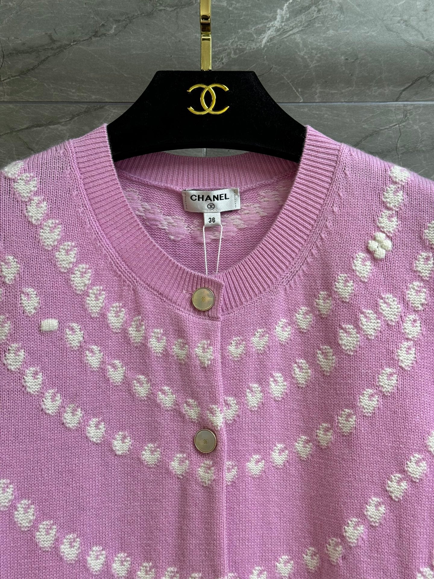 2025 Spring and Summer New Pink Pocket Beaded Cardigan
