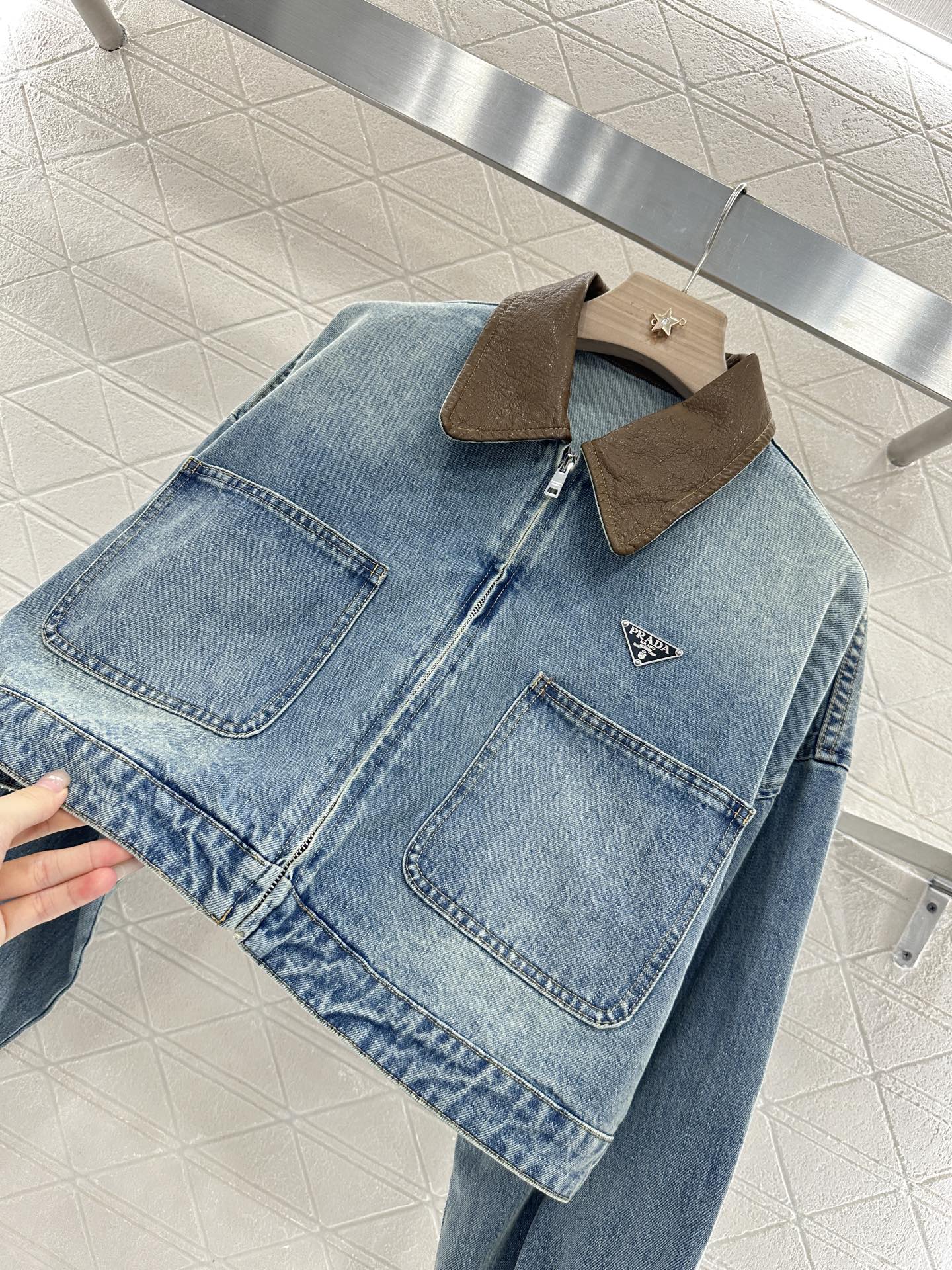 2025 Summer New Leather Denim Jacket