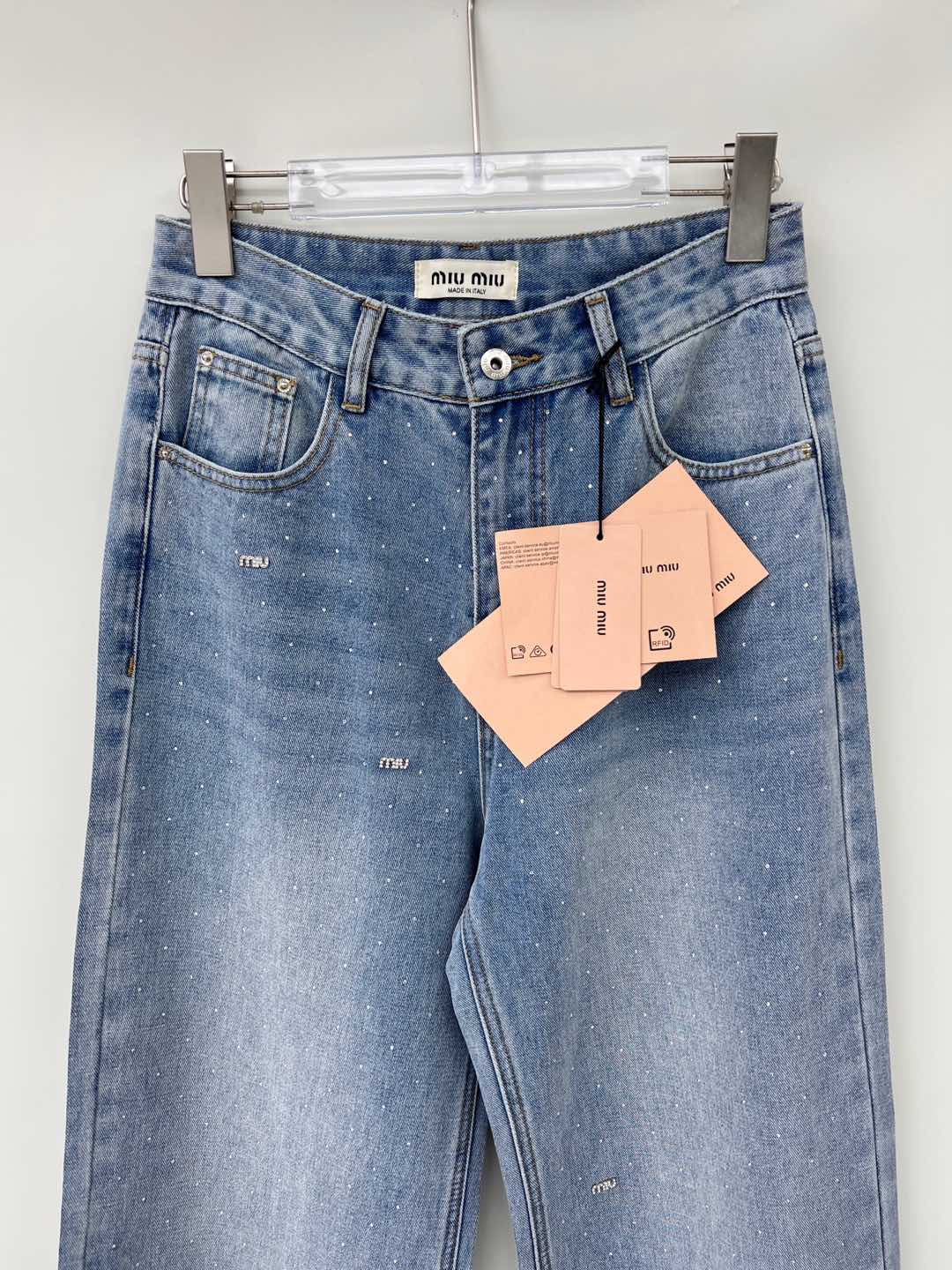 Front rhinestone straight leg wide leg pants