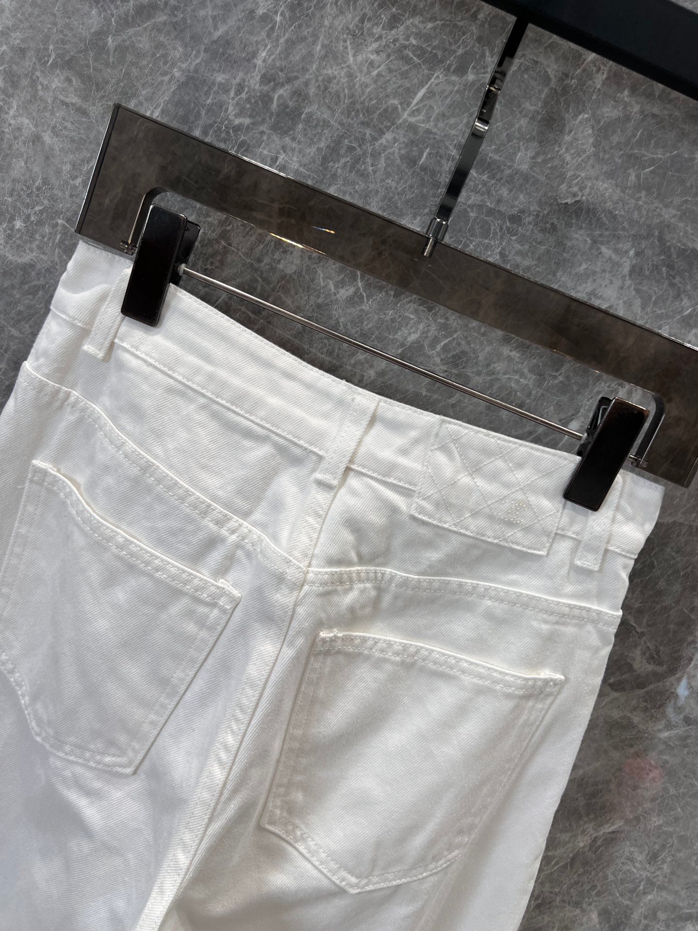 25 spring and summer new Beaded fringe denim wide-leg pants