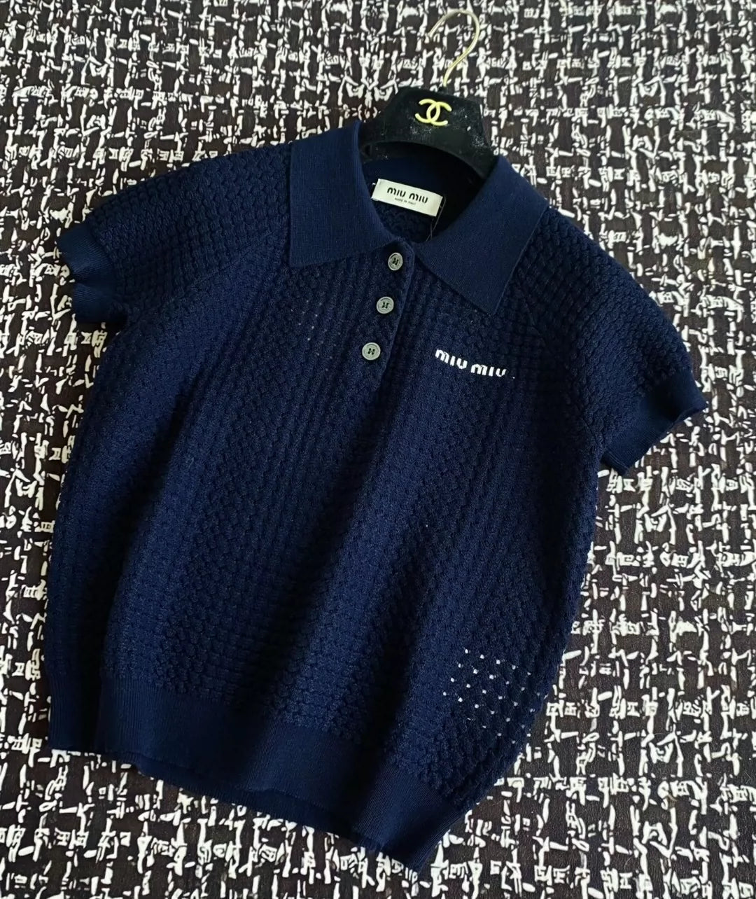 m 25 Spring/Summer New Simple Lapel Knit Short Sleeve