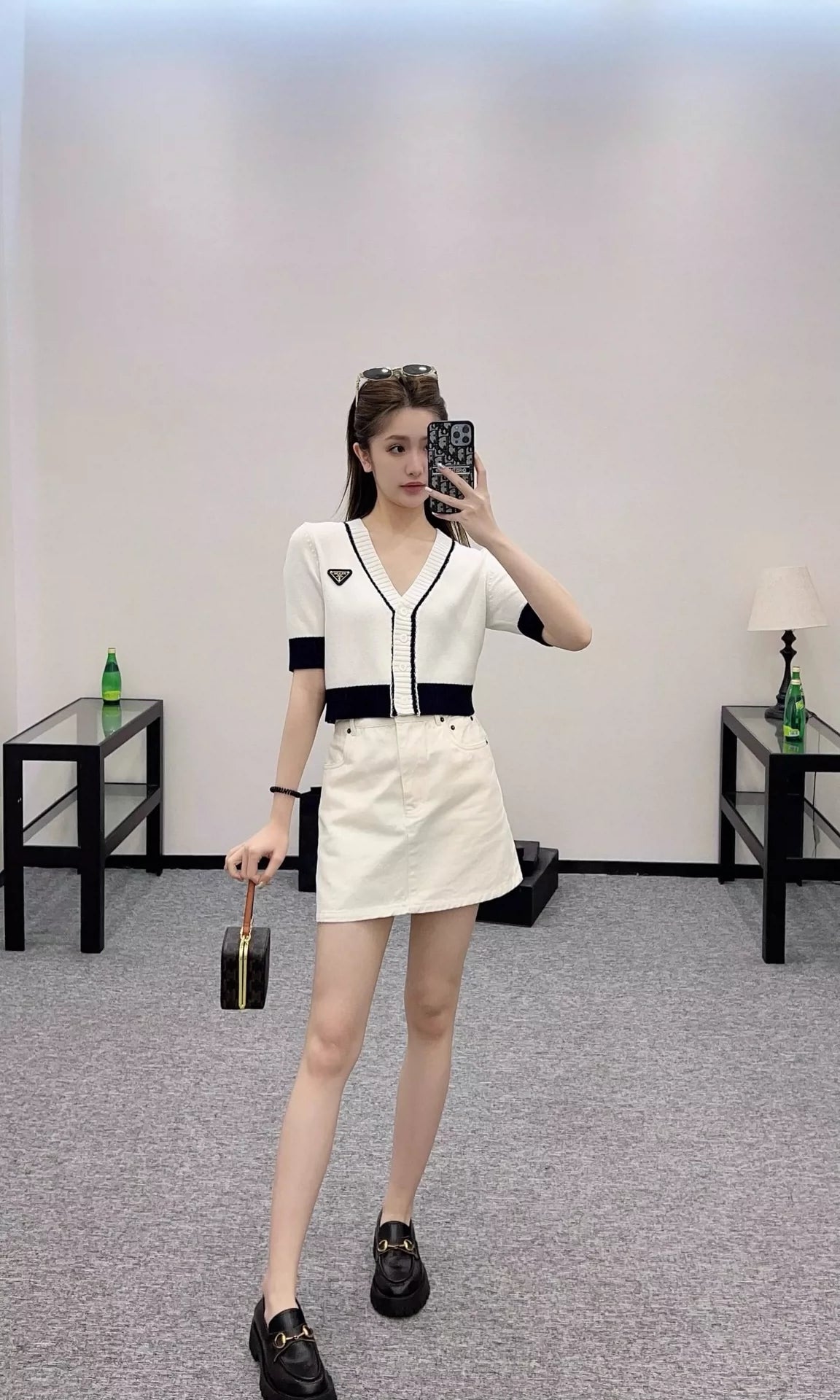 25SS Color blocking knitted cardigan