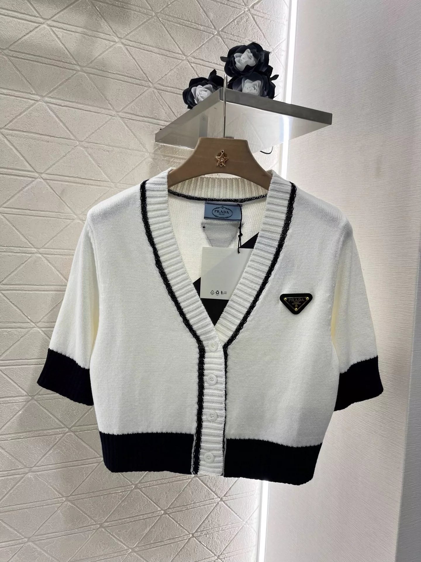 25SS Color blocking knitted cardigan