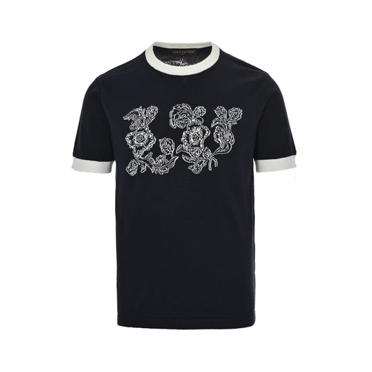 25ss floral jacquard logo knitted short sleeves