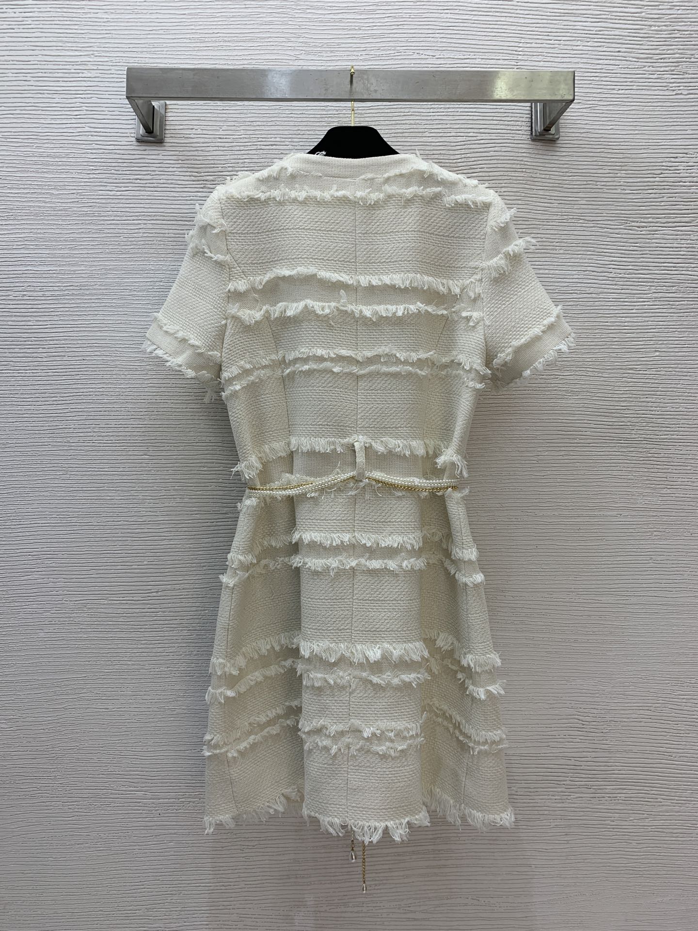 25SS Striped fringe tweed dress