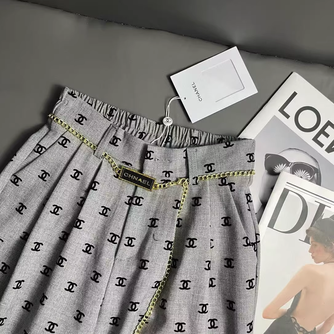 C 25 Classic Flocked Letter Wide Leg Pants