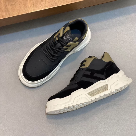 New leather men's thick soled height increasing sports and leisure shoes
