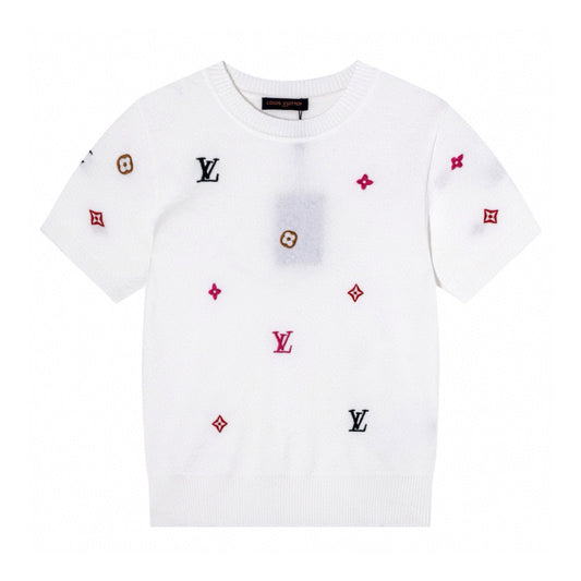 25 Knitted Embroidered Short Sleeve
