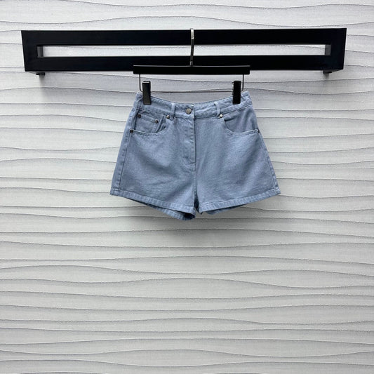 embossed denim shorts