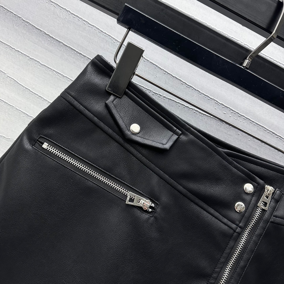Beaded monogram leather culottes