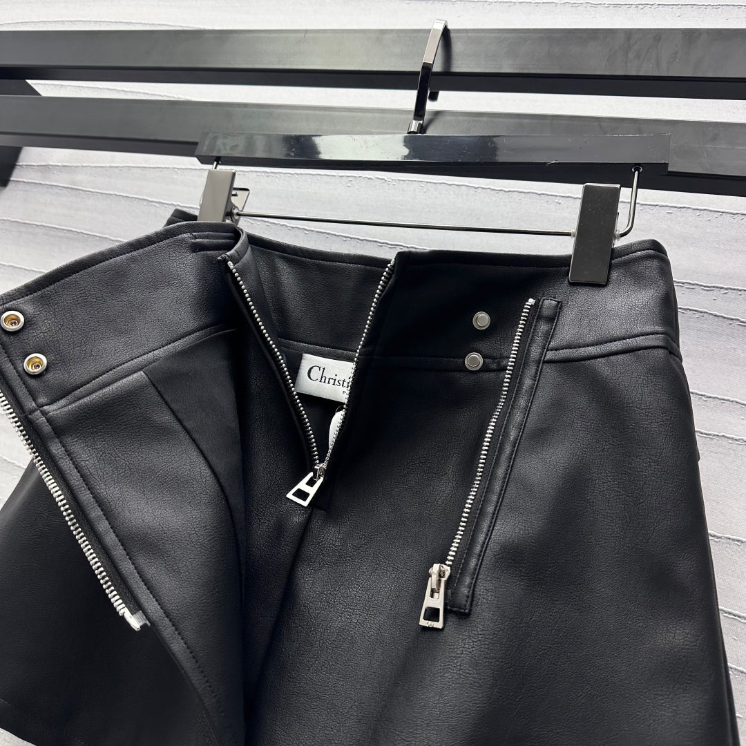 Beaded monogram leather culottes