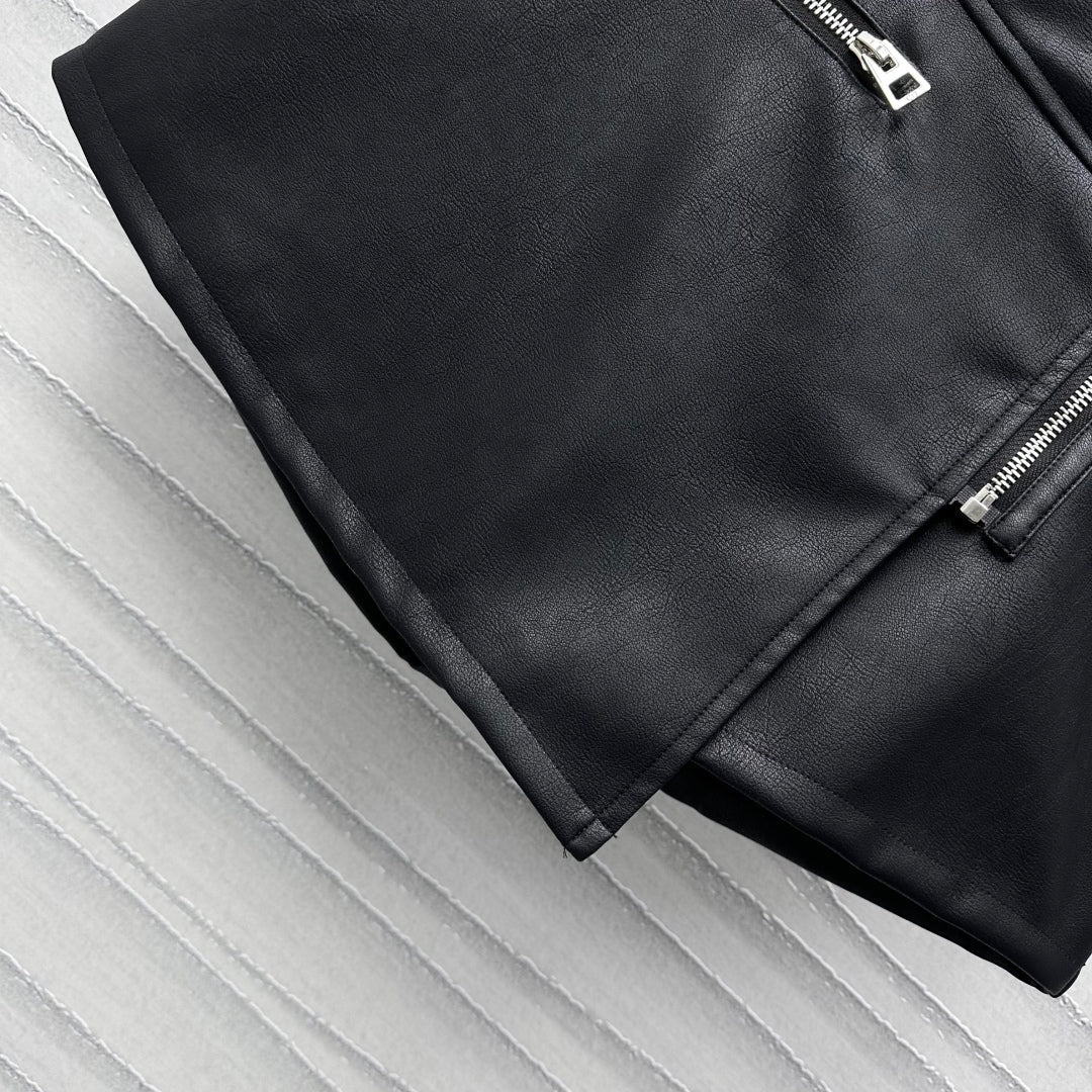 Beaded monogram leather culottes