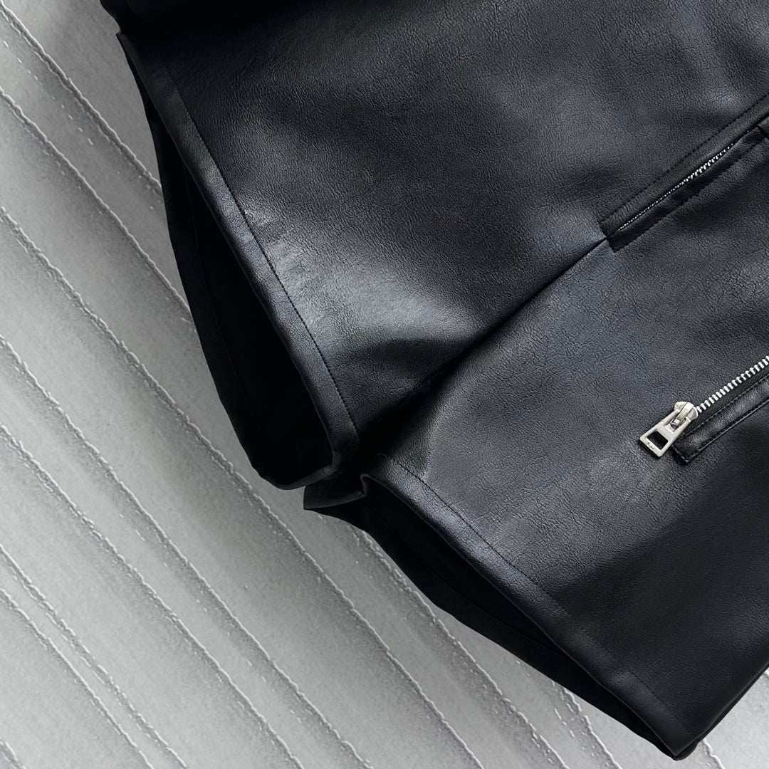 Beaded monogram leather culottes