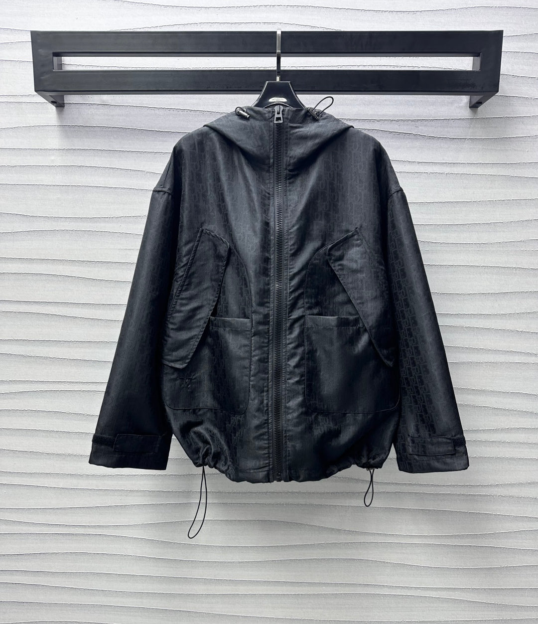 jacquard hooded storm jacket