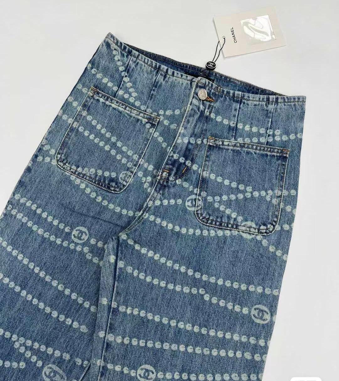 25ss new polka dot logo print straight leg jeans
