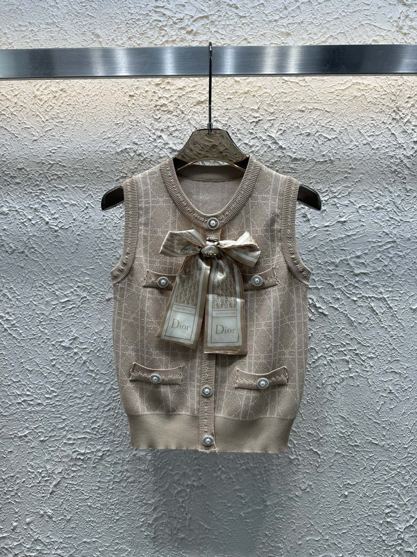 25 Summer new bow diamond jacquard knitted vest