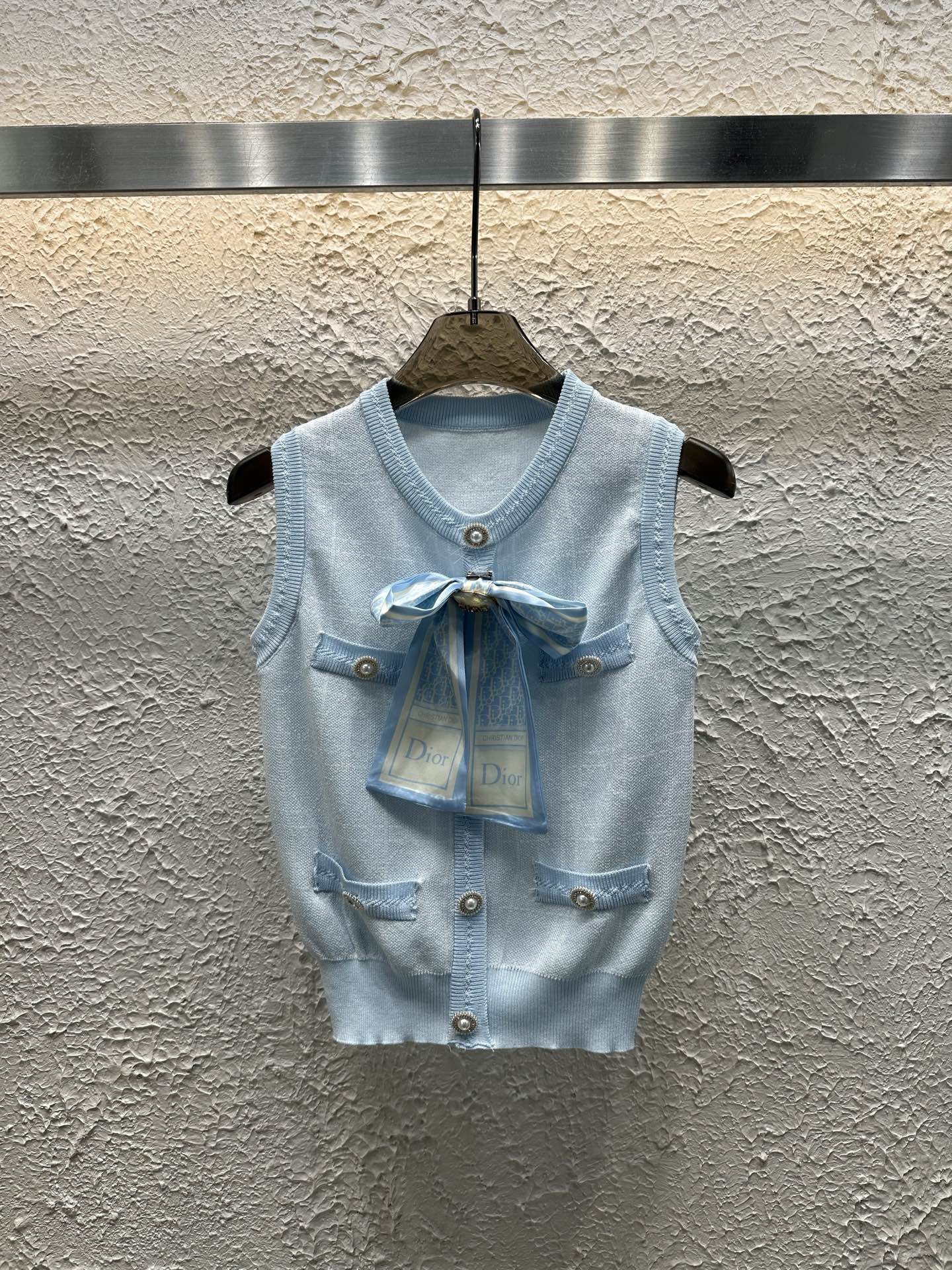 25 Summer new bow diamond jacquard knitted vest