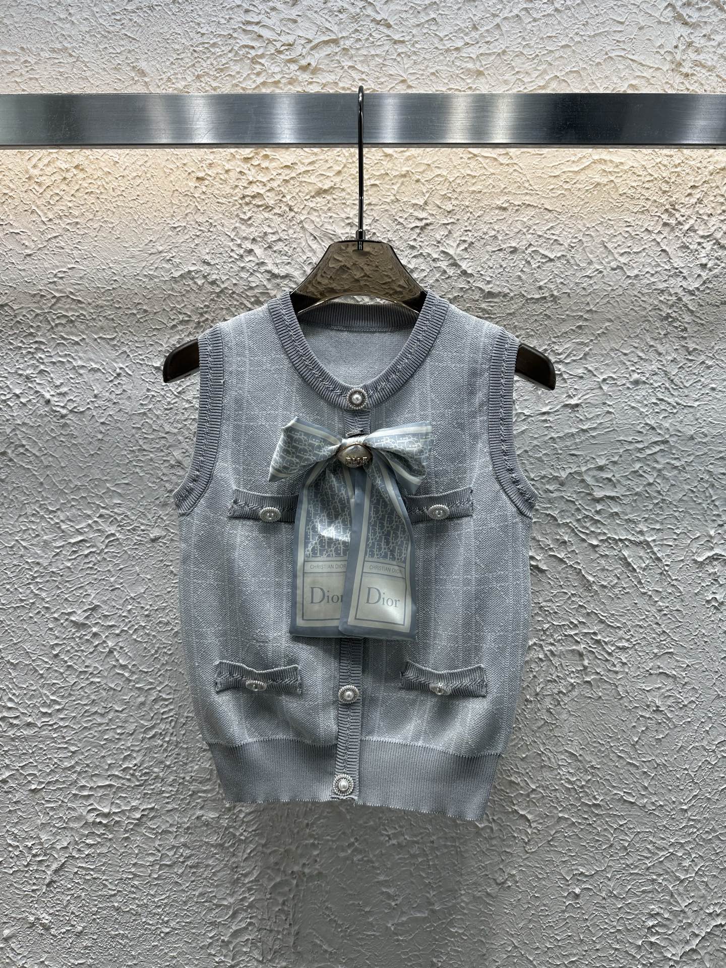25 Summer new bow diamond jacquard knitted vest