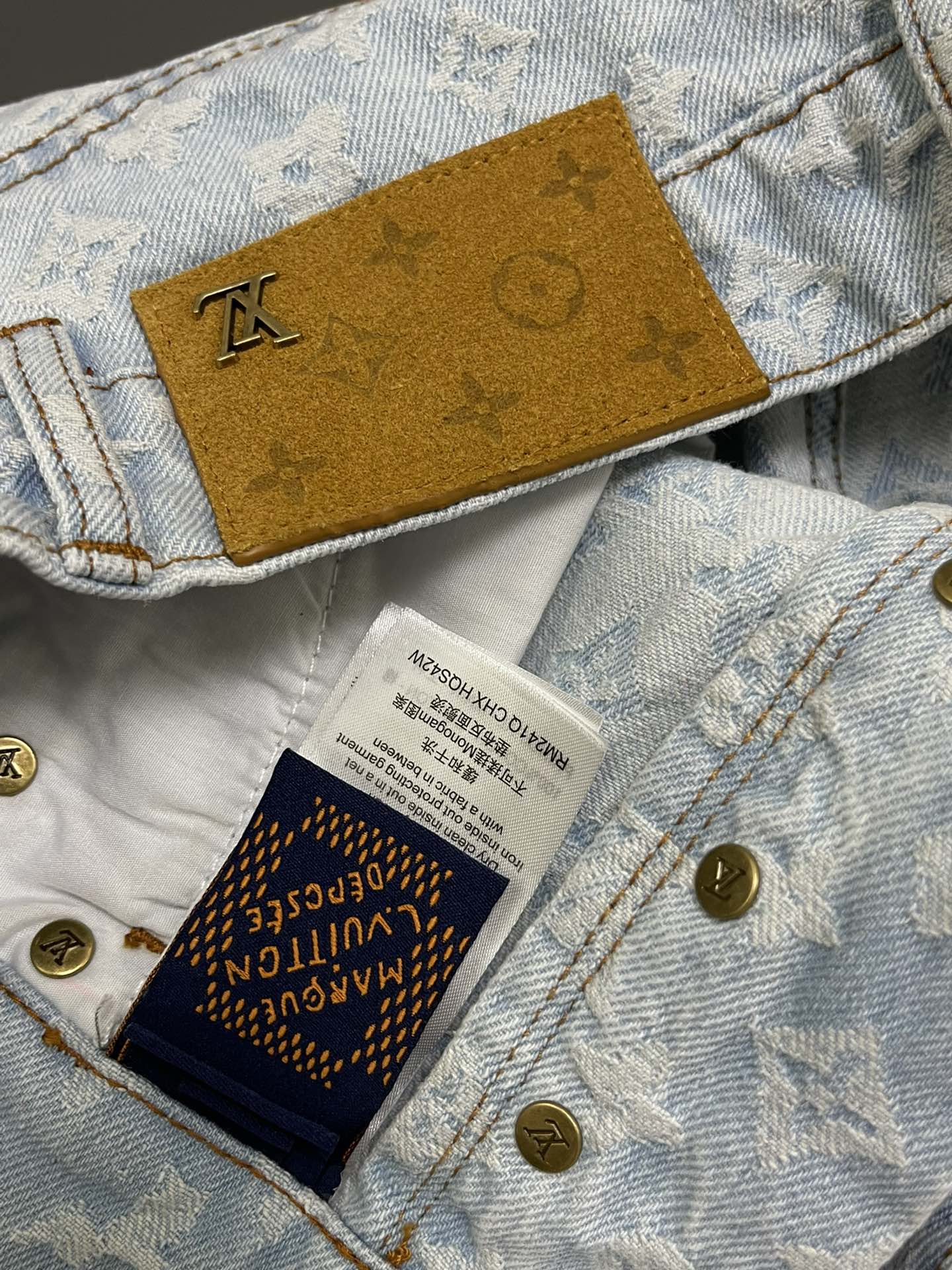 25 Summer new jacquard full print logo candy series denim trousers