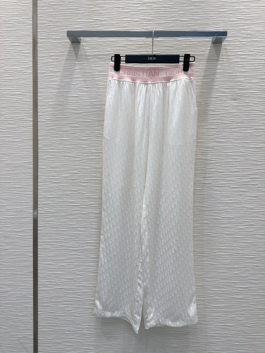 D 25 New Dark Flower Letter Ribbon Casual Trousers