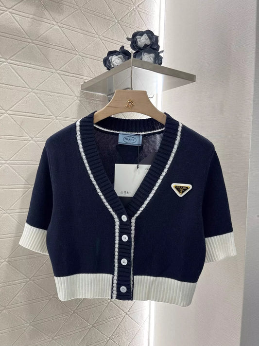 25SS Color blocking knitted cardigan
