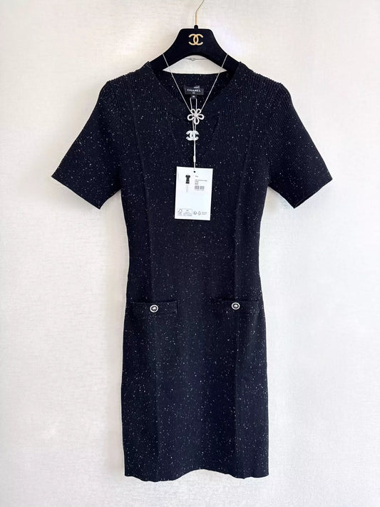 25fw Knitted short sleeved dress